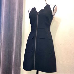 Topshop Zip up Black Sleeveless Dress